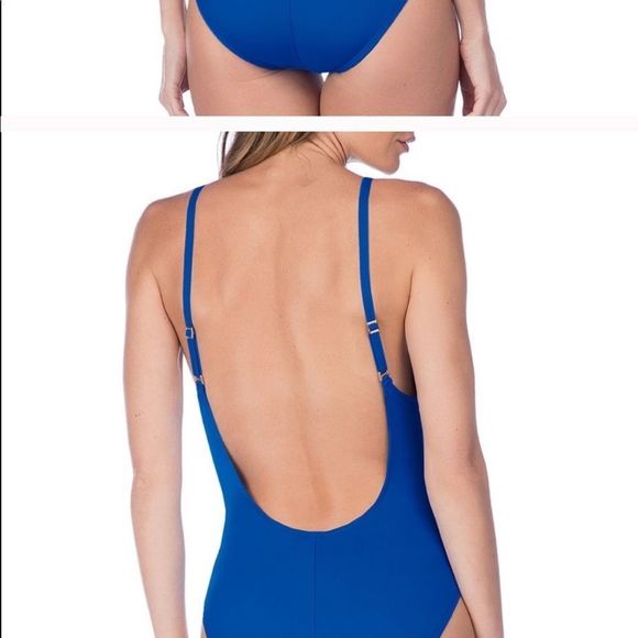 La Blanca Blue Plunge One-Piece - Picture 8 of 8
